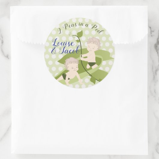 ツインズ男の赤ちゃんの誕生日または赤ちゃんシャワー ラウンドシール (バッグ)