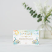 ツインズ男の赤ちゃんエレファントおむつラッフルチケット エンクロージャーカード (スタンド正面)