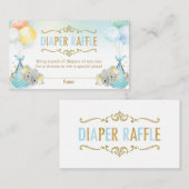ツインズ男の赤ちゃんエレファントおむつラッフルチケット エンクロージャーカード (正面/裏面)