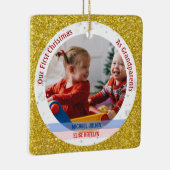 ツインズ男の赤ちゃんガール第1クリスマス祖父母の写真 セラミックオーナメント (右)