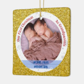 ツインズ男の赤ちゃん第1クリスマスを祖父母として2枚 セラミックオーナメント (左)