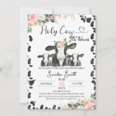 ツインズ白黒カウカーブズフローラベビーシャワー 招待状 (正面)