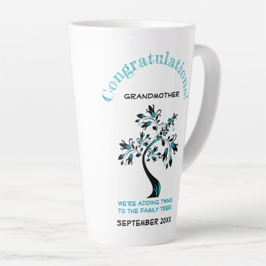ツインズ祖母はピンクブルーファミリーツリーになる カフェラテマグ (右アングル)