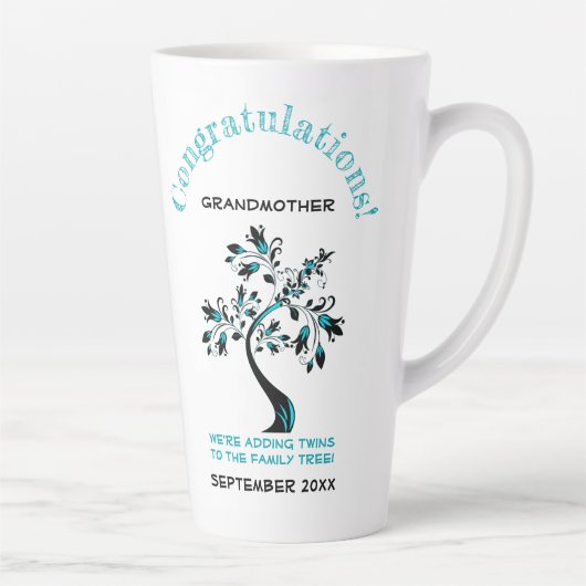 ツインズ祖母はピンクブルーファミリーツリーになる カフェラテマグ (右)