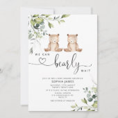 ツインズ私たちは赤ちゃんシャワーの招待を待つことができる 招待状 (正面)