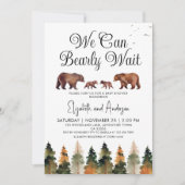 ツインズ私たちは赤ちゃんシャワーを心待ちできる 招待状 (正面)