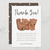 ツインズ素朴·カブ·ベア·ベイビー·シャワー·サンキューカード サンキューカード (正面/裏面)