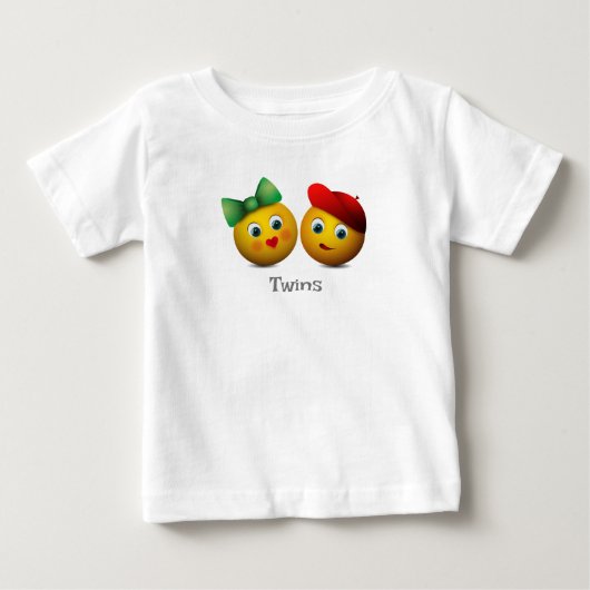 ツインズ絵文字の愛のハート ベビーTシャツ (正面)