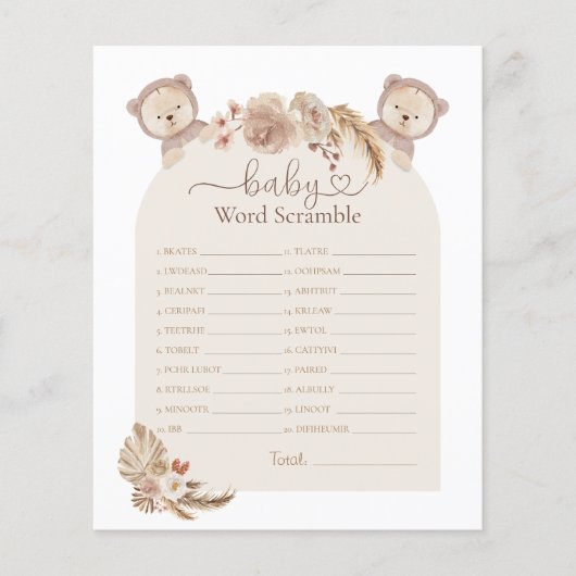 ツインズ詰まったは単語スクランブル赤ちゃんシャワーゲームを負担 (正面)