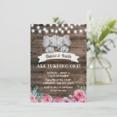 ツインズ誕生日かわいい象ヴィンテージフローラ 招待状 (スタンド正面)