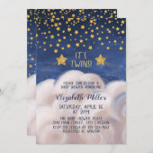 ツインズ金ゴールド射撃、 発砲スターズベビーシャワー招待状 招待状 (正面/裏面)