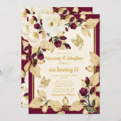 ツインズ15th誕生日シャンパンブルゴーニュ金ゴールドフレーム 招待状 (正面/裏面)