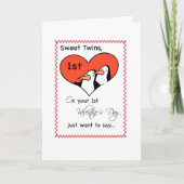 ツインズ1stバレンタインデーかわいいペンギン シーズンカード (正面)