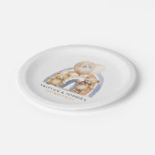 ツインズ1stバースデーウォーターカラーテディベア ペーパープレート (アングル)