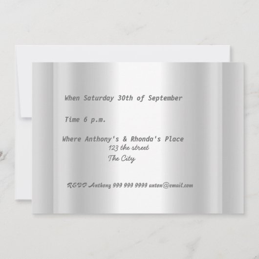 ツインズ1st誕生日のお知らせパーティーシルバー 招待状 (裏面)