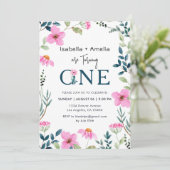 ツインズ1st誕生日パーティーワイルドフラワーテーマ 招待状 (スタンド正面)