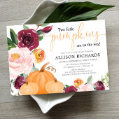 ツインズ2小さなかぼちゃの秋フローラベビーシャワー 招待状