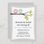 ツインズ・バースデー・パーティー招待フローズ 招待状 (正面/裏面)