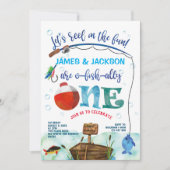 ツインズO-fish-ally Little Fisherman 1st birthday 招待状 (正面)