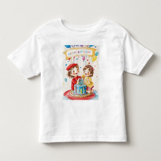 ツインズTシャツの誕生日パーティー（トドラー） トドラーTシャツ (正面)