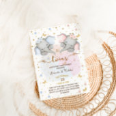 ツインゾウ男の子の女の子の赤ちゃんシャワーぼほ 招待状