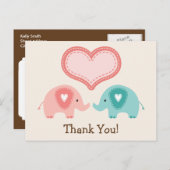 ツインゾウ赤ちゃんシャワーありがとう ポストカード (正面/裏面)