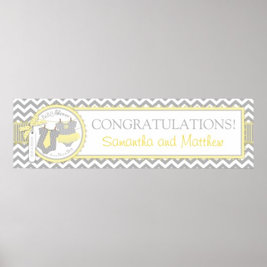 ツインタイツチュシェブロン赤ちゃんシャワーバナー ポスター (正面)