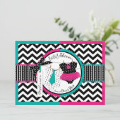 ツインタイツチュシェブロン赤ちゃんシャワー 招待状 (スタンド正面)