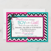 ツインタイツチュシェブロン赤ちゃんシャワー 招待状 (裏面)