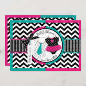 ツインタイツチュシェブロン赤ちゃんシャワー 招待状 (正面/裏面)