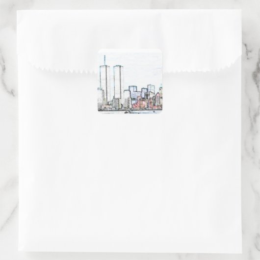 ツインタワーズステッカー付きニューヨーク スクエアシール (バッグ)