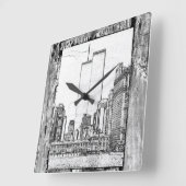 ツインタワーズ スクエア壁時計 (傾斜)