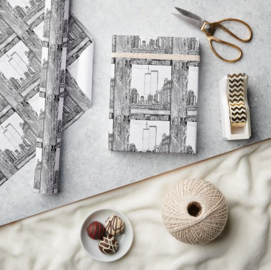 ツインタワーズ ラッピングペーパー (クラフト)