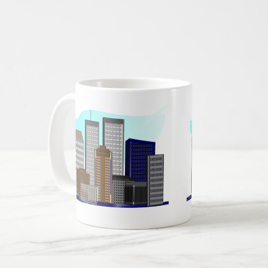 ツインタワーニューヨーク---ユニークな芸術のギフト コーヒーマグカップ (正面左)