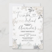 ツインターオーバーランドスノーフレークホワイトフローラ誕生日 招待状 (正面)