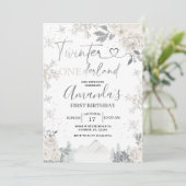 ツインターオーバーランドスノーフレークホワイトフローラ誕生日 招待状 (スタンド正面)