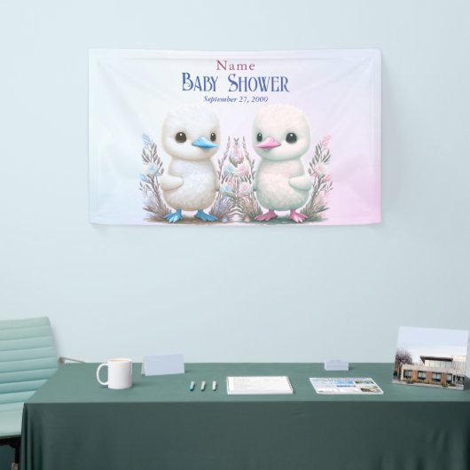 ツインダックスフローラベビーシャワーへようこそ 横断幕 (トレードショー)