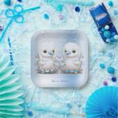 ツインダックスブルーフローラ紙プレート ペーパープレート (パーティー)