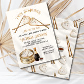 ツインダンプリング薄暗い合計男女兼用赤ちゃんシャワー 招待状