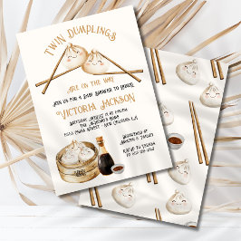 ツインダンプリング薄暗い合計男女兼用赤ちゃんシャワー 招待状