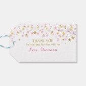 ツインツインツインズベビーシャワーピンク金ゴールド ギフトタグ (裏面横)