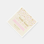 ツインツインツインズベビーシャワーピンク金ゴールド スタンダードカクテルナプキン (角)