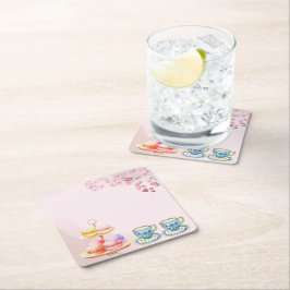 ツインツインベビーシャワー用お茶 スクエアペーパーコースター