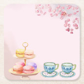 ツインツインベビーシャワー用お茶 スクエアペーパーコースター (正面)