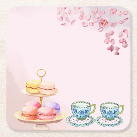 ツインツインベビーシャワー用お茶 スクエアペーパーコースター (正面)