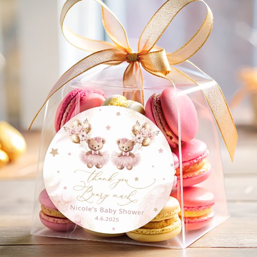 ツインテディは気球Bearly待ち赤ちゃんシャワー ラウンドシール