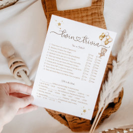 ツイントリビアゲームテディベア金ゴールドバルーン星 招待状