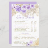 ツイントリビアゲームパンパスラベンダーボホベイビーシャワー (正面/裏面)