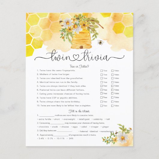 ツイントリビアハニービー赤ちゃんシャワーゲーム (正面)