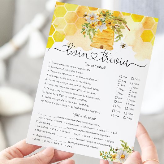 ツイントリビア甘いAs Can Bee Baby Shower Game